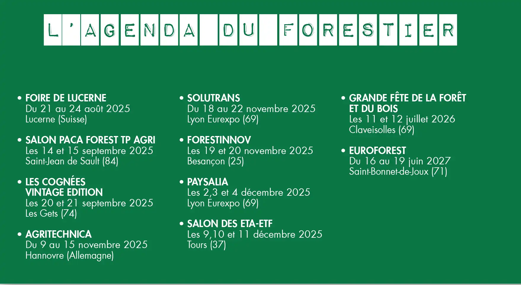 image AGENDA du forestier juillet 2025