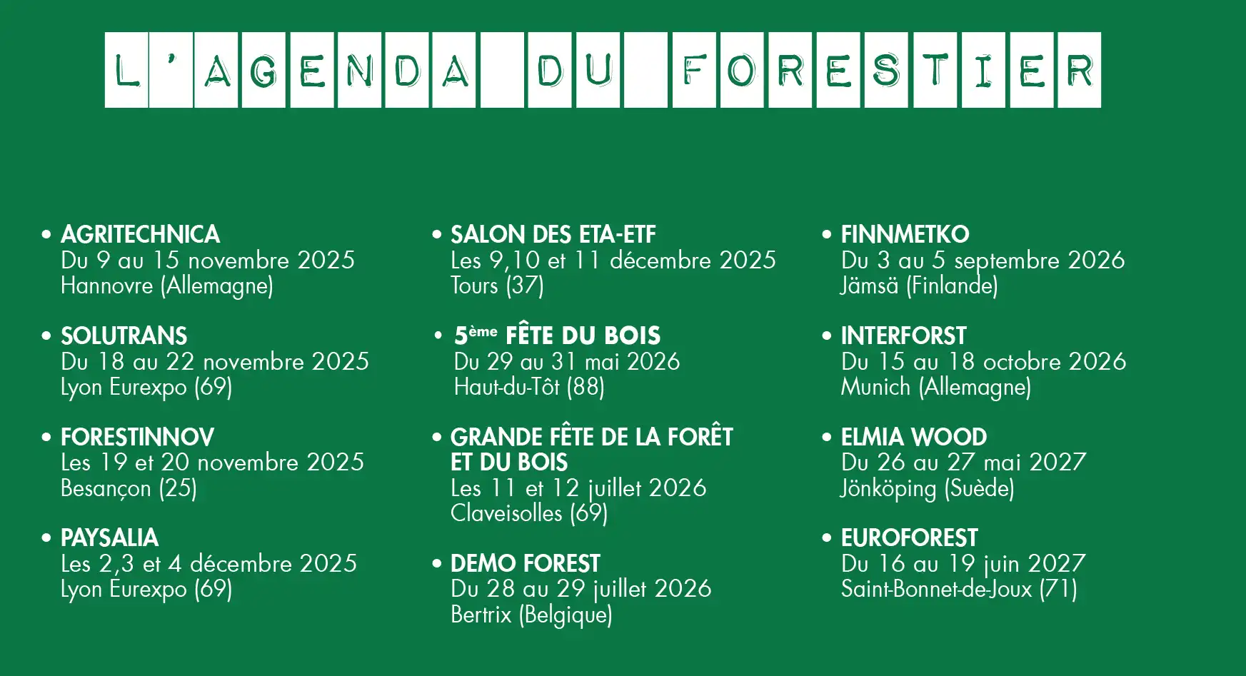 image AGENDA du forestier octobre 2025