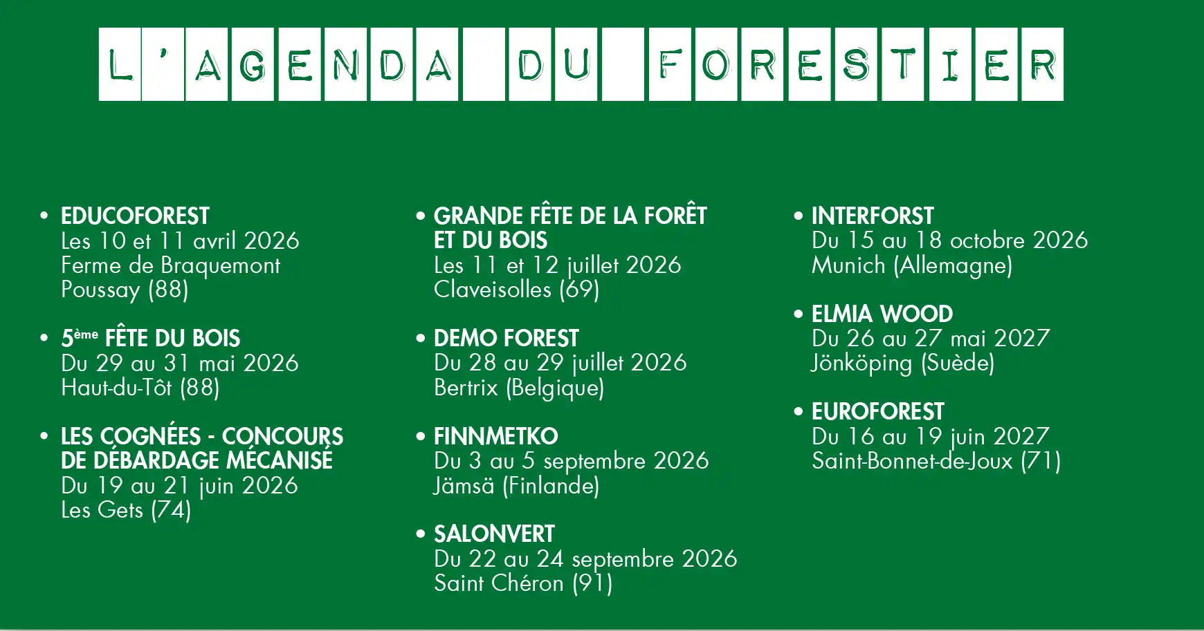 image AGENDA du forestier février 2025